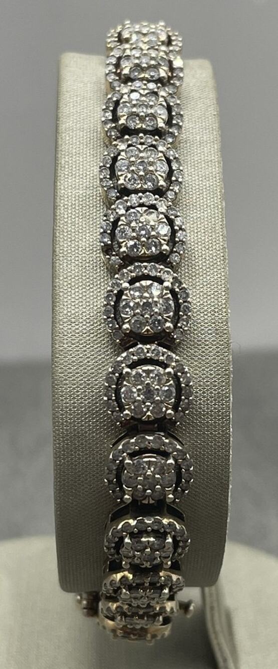 10K Rose Gold & White Gold Circular Diamond Cluster Bracelet (26823)